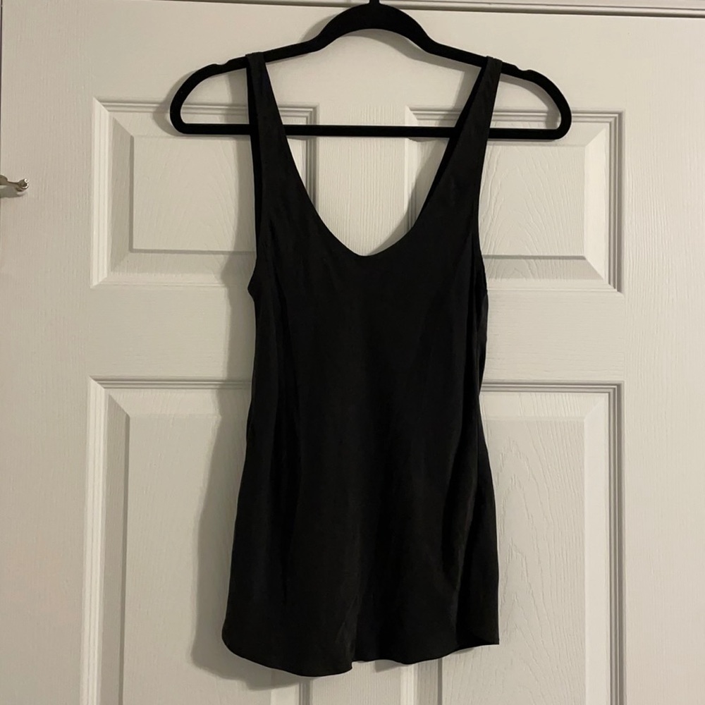 Frame Charcoal Silk Tank Top - Small
